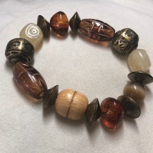 Lia sophia chunky brown gold stretch bracelet